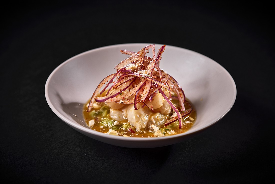 ceviche de corvina y maracuya